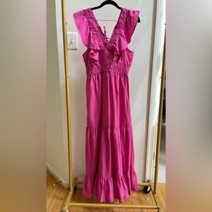 Japna pink tiered maxi dress size L NWOT